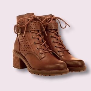 NEW Zodiac Gemma Cognac Brown Perforated Boho Bootie Size 9